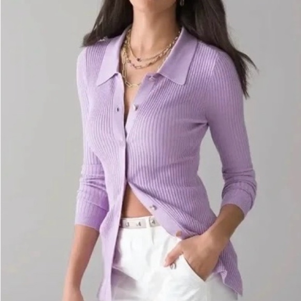 White House Black Market Purple Cardigan Sweater